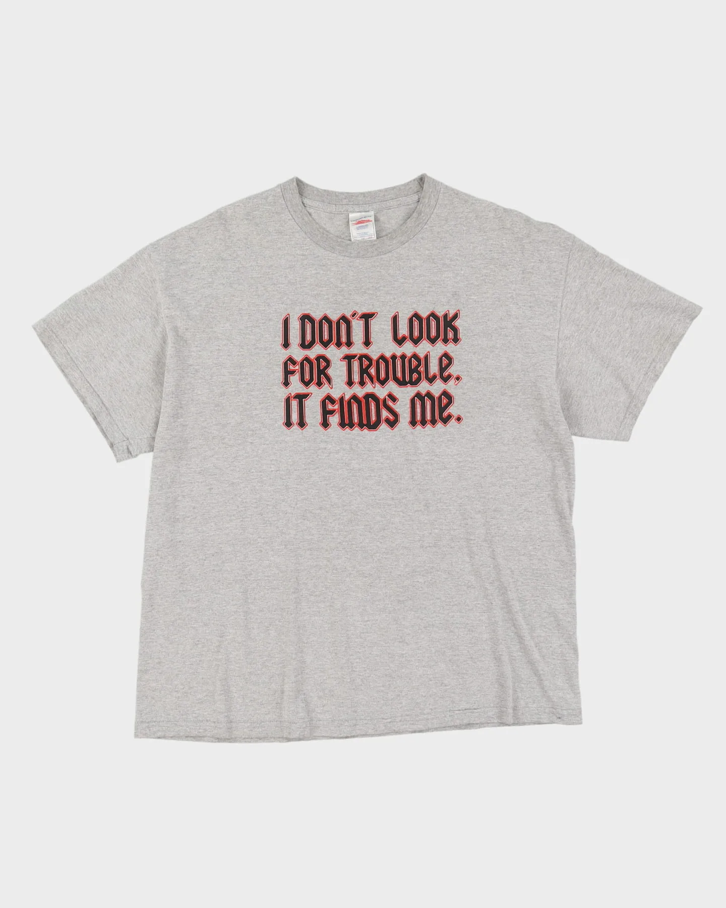 00s 'I Don't Look For Trouble' Tennessee River Grey Slogan Graphic T-Shirt - XL