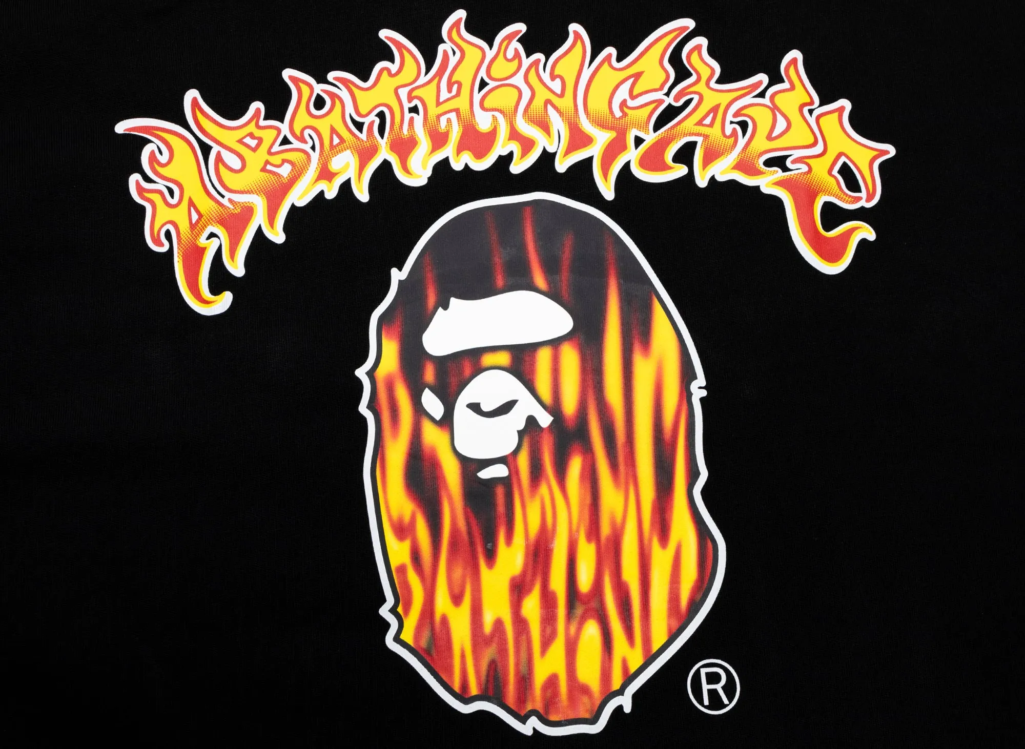 A Bathing Ape Mad Flame Ape Head Tee in Black xld