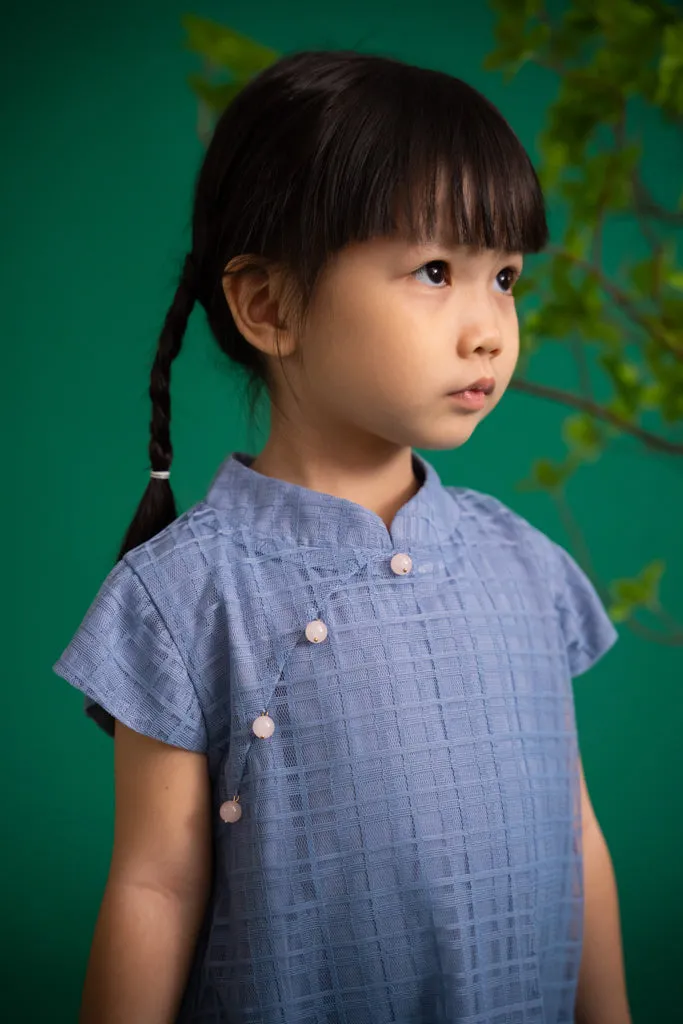 Alicia Cheongsam - Blue Gingham