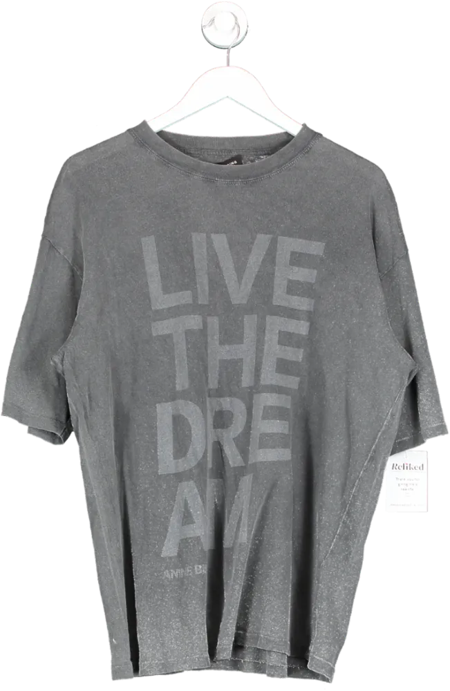 Anine Bing Grey Cason Tee Live The Dream UK M