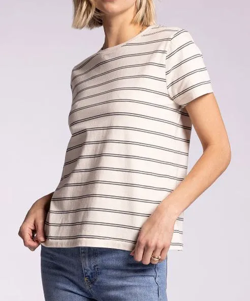 Asher Tee - Ivory/Grey Stripe