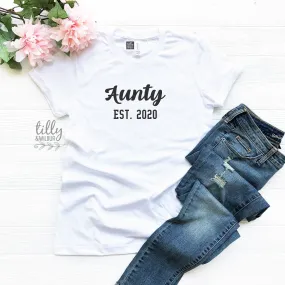 Aunty Est. T-Shirt, Personalised Pregnancy Announcement Shirt, I'm Going To Be An Aunty, Baby Shower Gift, Women's Clothing, Aunty, Auntie