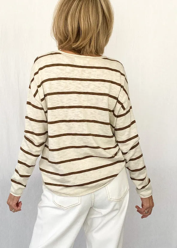 Avery Autumn Knit - Tan Stripe