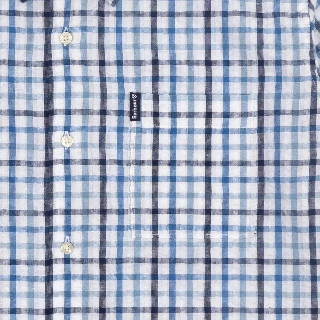 Barbour Seersucker 7 Summer Shirt Inky Blue