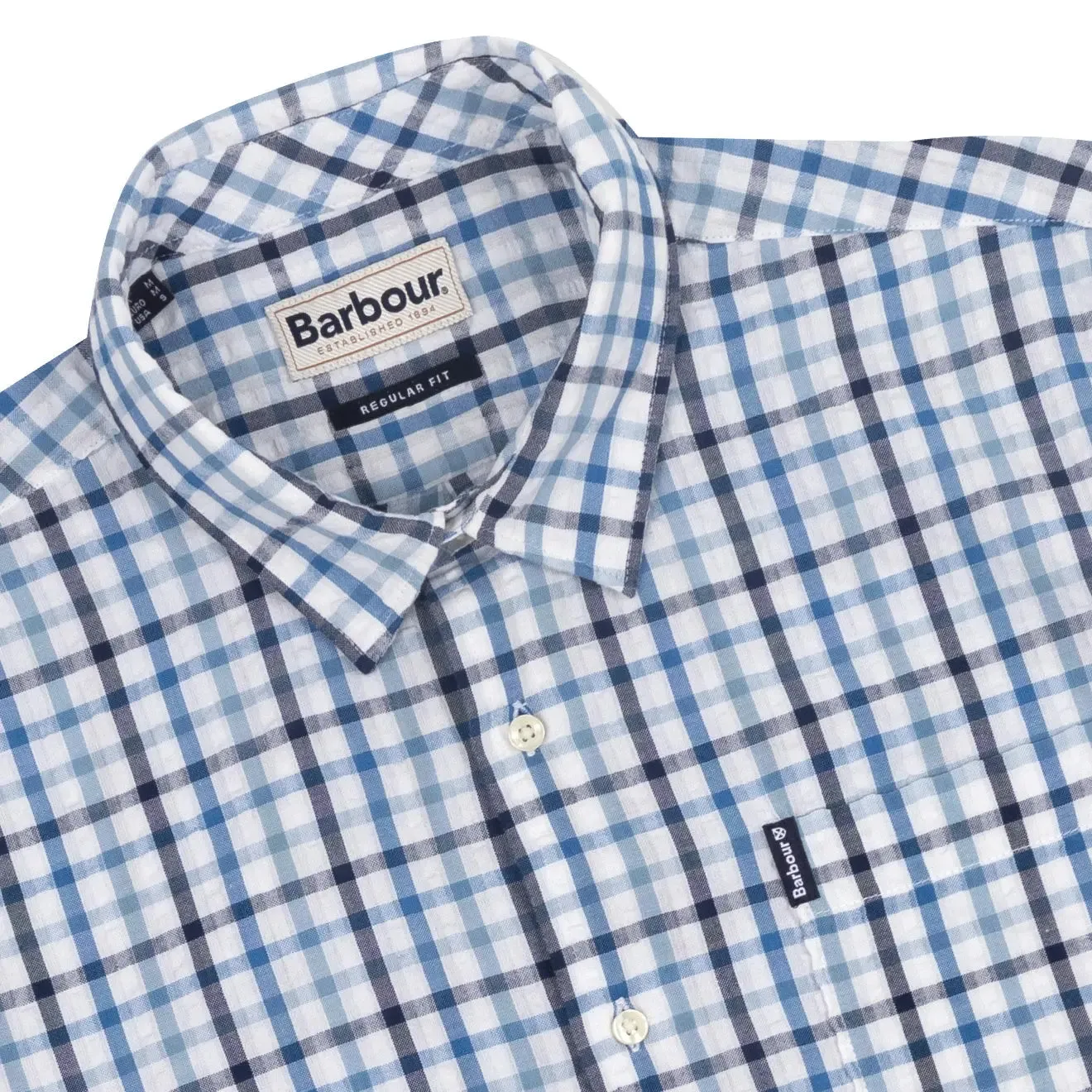 Barbour Seersucker 7 Summer Shirt Inky Blue