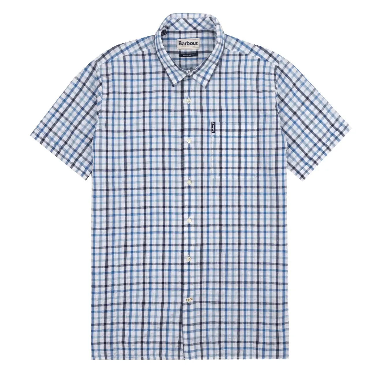 Barbour Seersucker 7 Summer Shirt Inky Blue