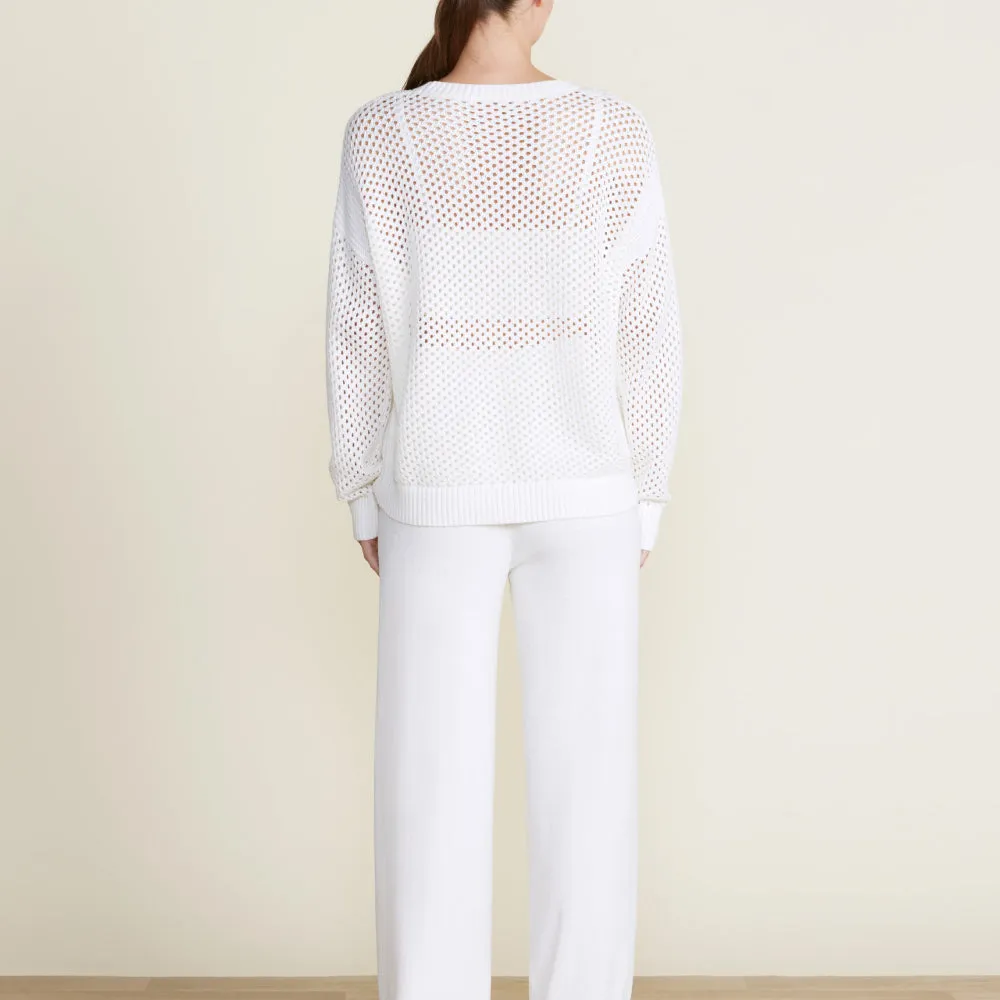 Barefoot Dreams Sunbleached Open Stitch Pullover - Pearl