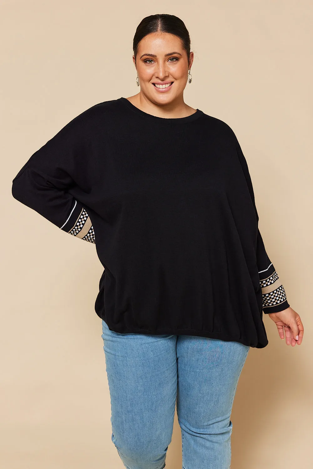 Binky Checkered Jumper in Black