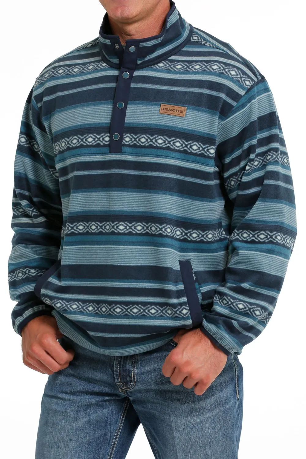 'Cinch' Men's Polar Fleece Pullover - Blue