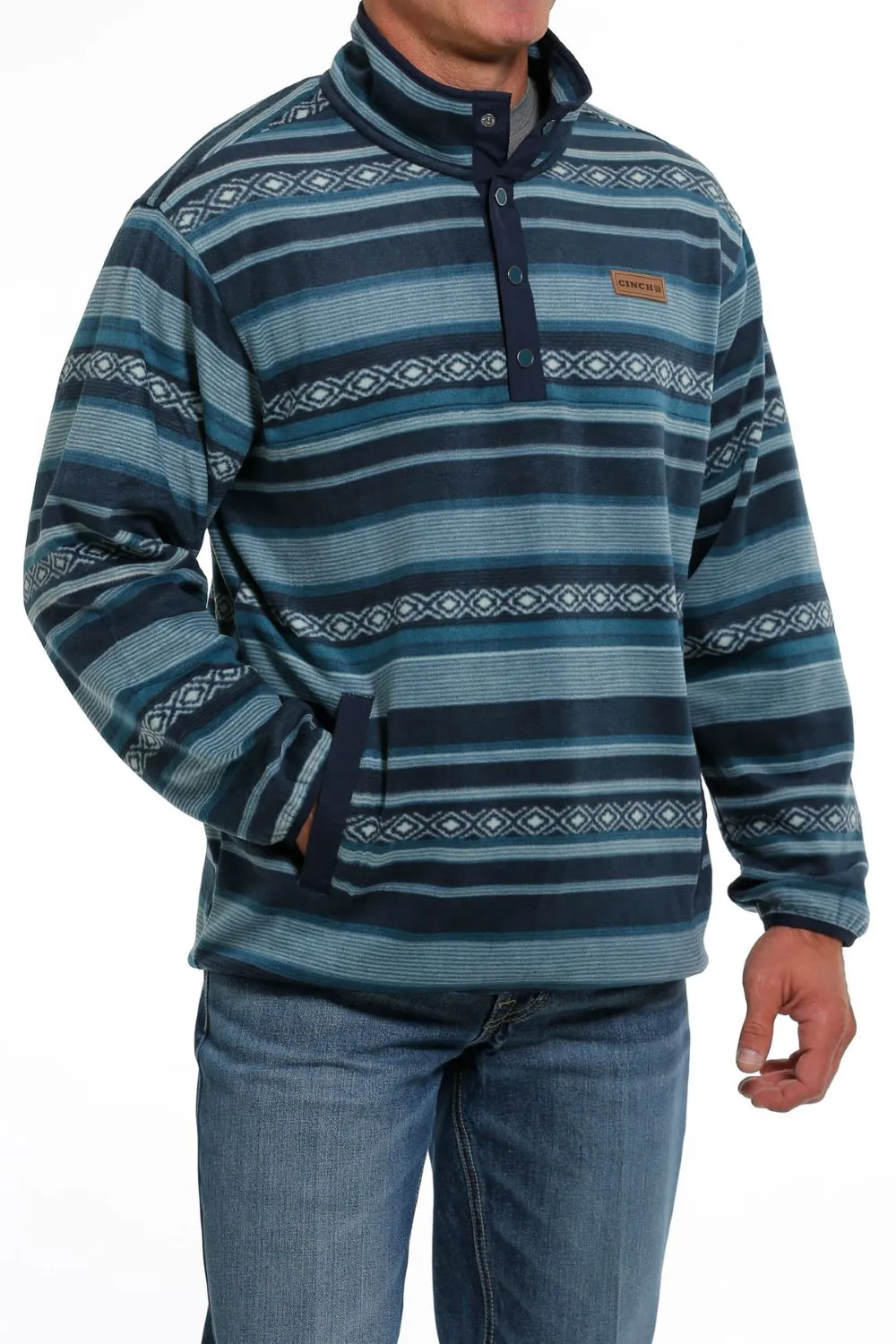 'Cinch' Men's Polar Fleece Pullover - Blue