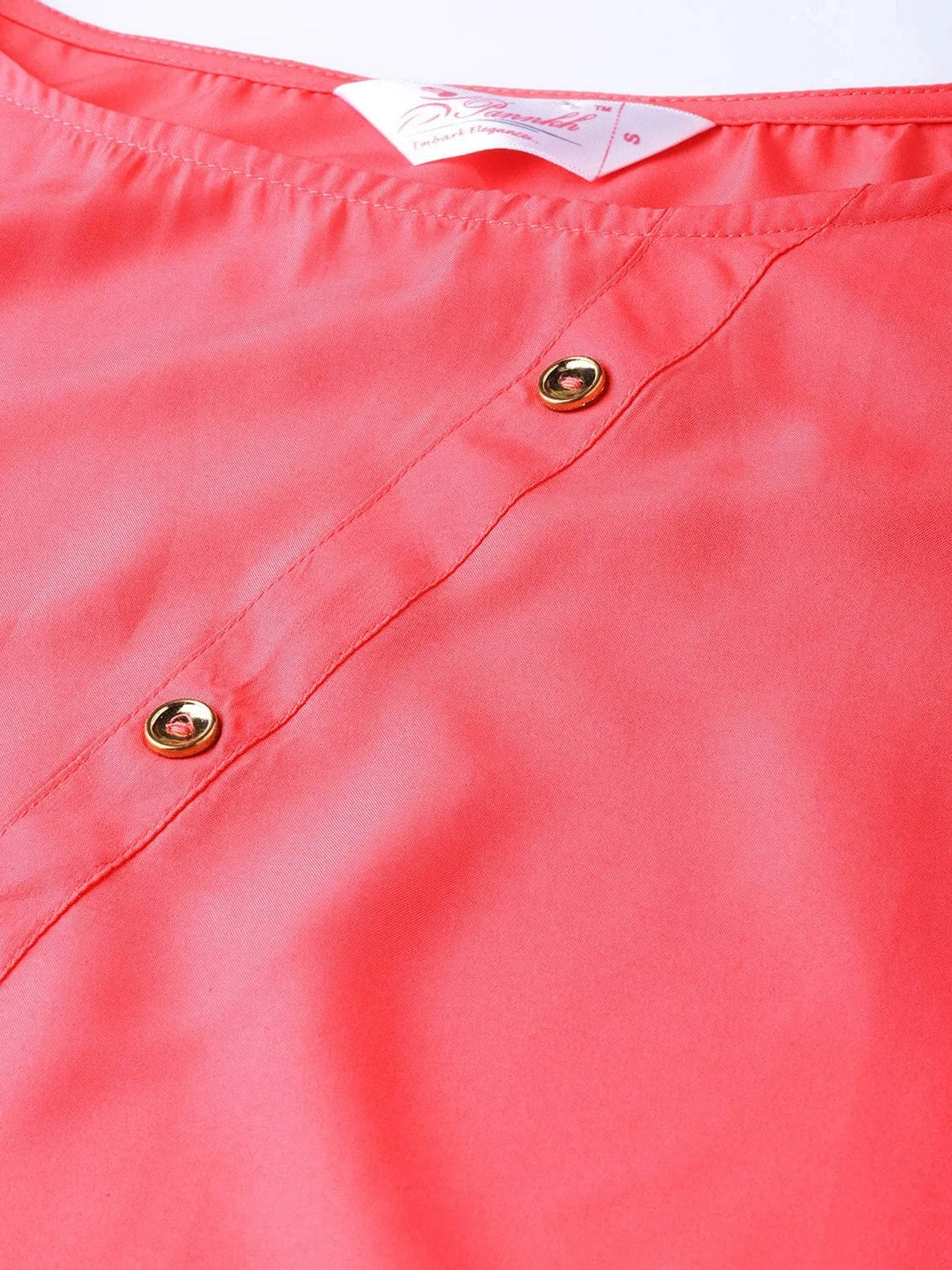 Coral Top With Fake Shoulder-Tab