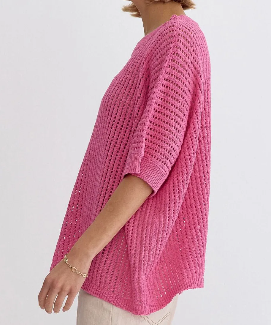 Crochet Oversized Top - Pink