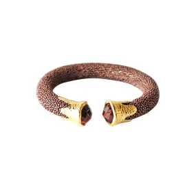 Cuff - Chocolate Stingray leather with Gemstones