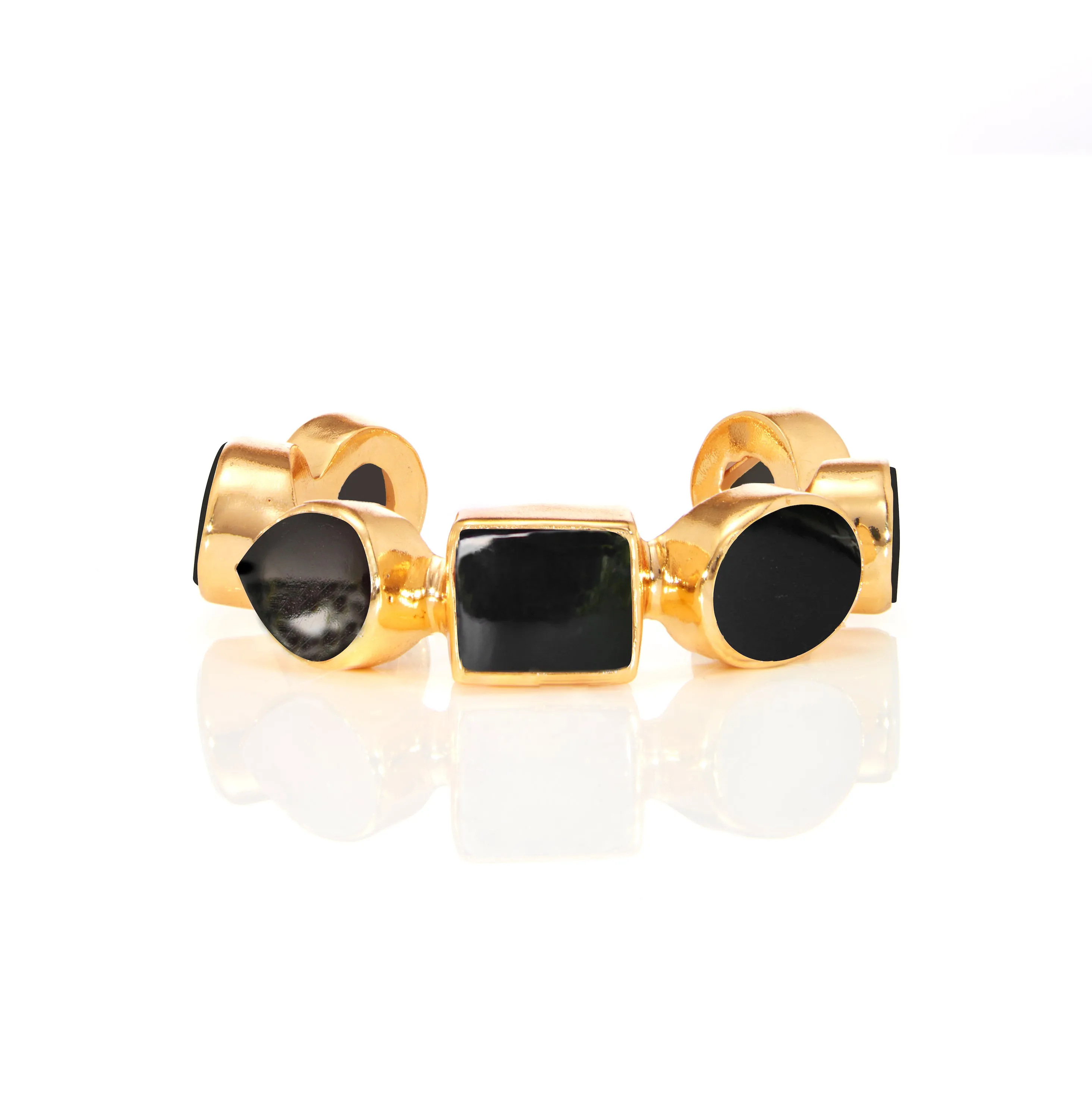 Cuff - Single line Black Agate