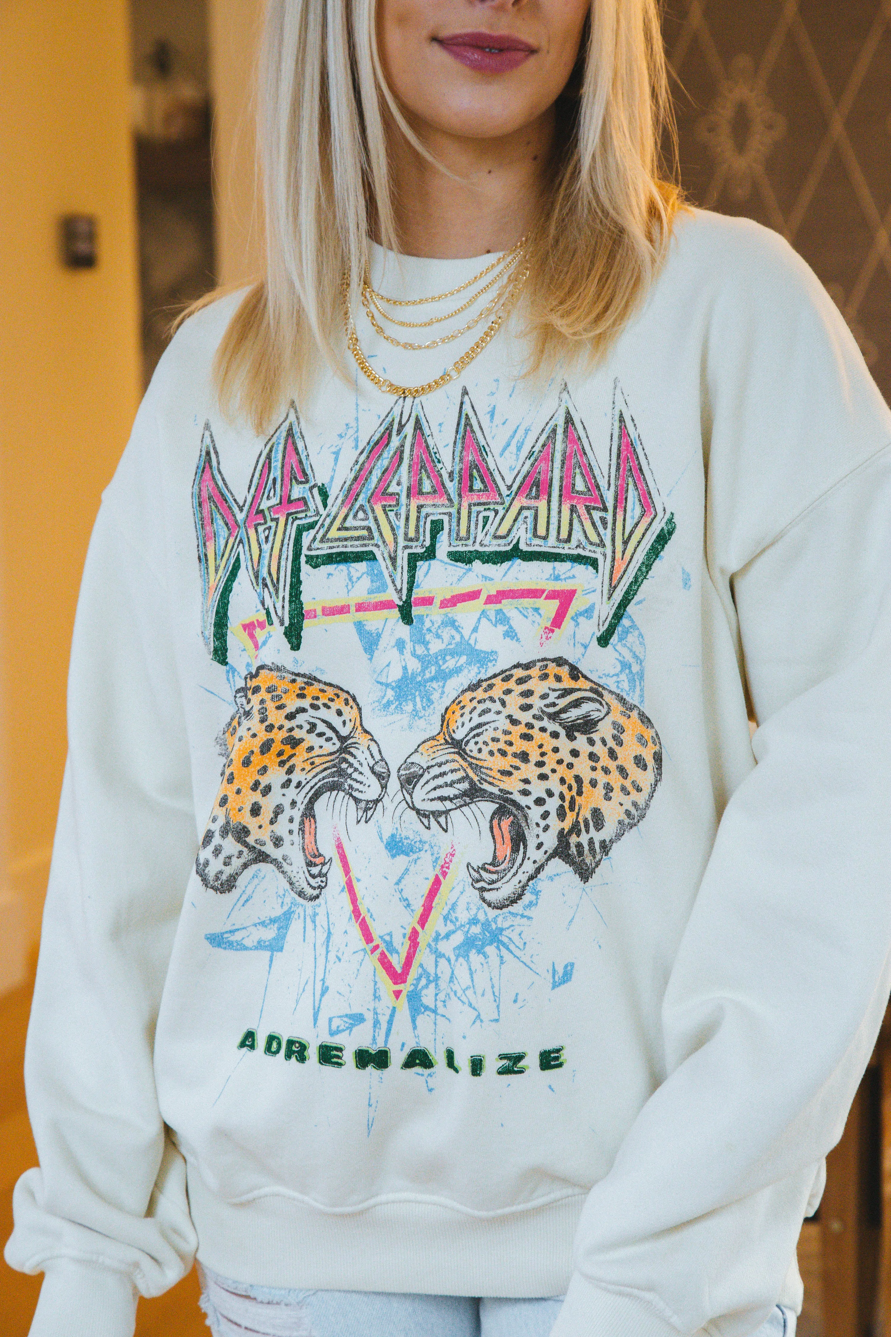 Def Leppard Adrenalize Bf Crew Neck, Stone Vintage | Daydreamer