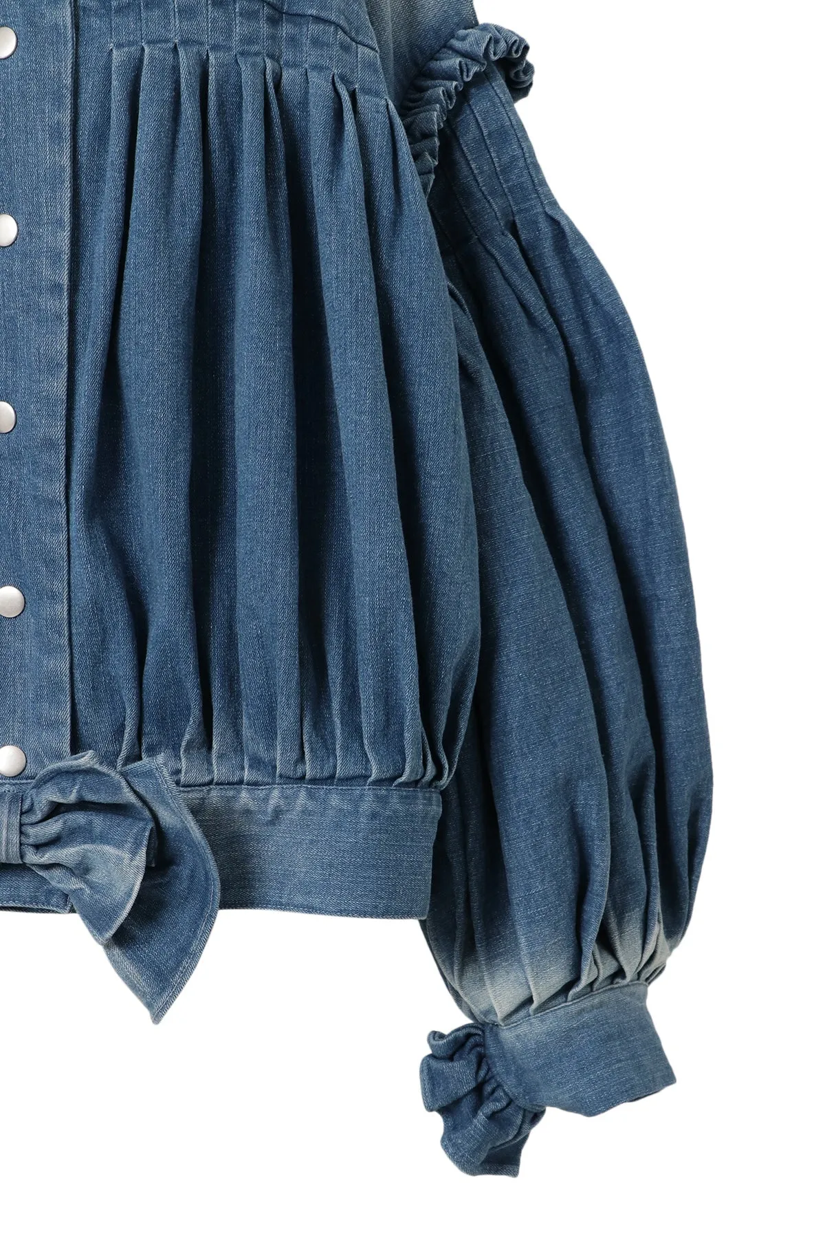 Denim Ruffled Blouson / Blue