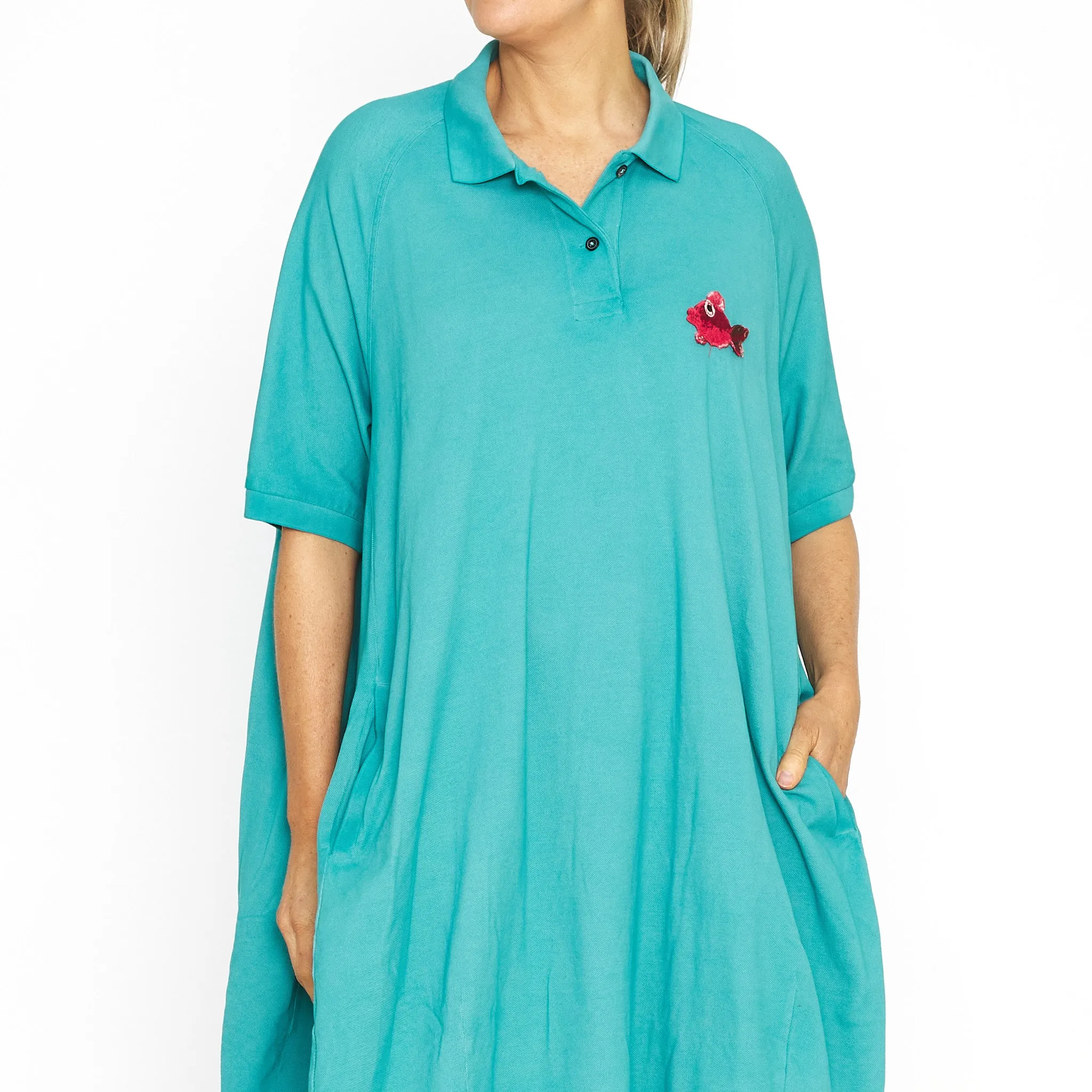 DIP-2430904 S/S polo tunic aqua