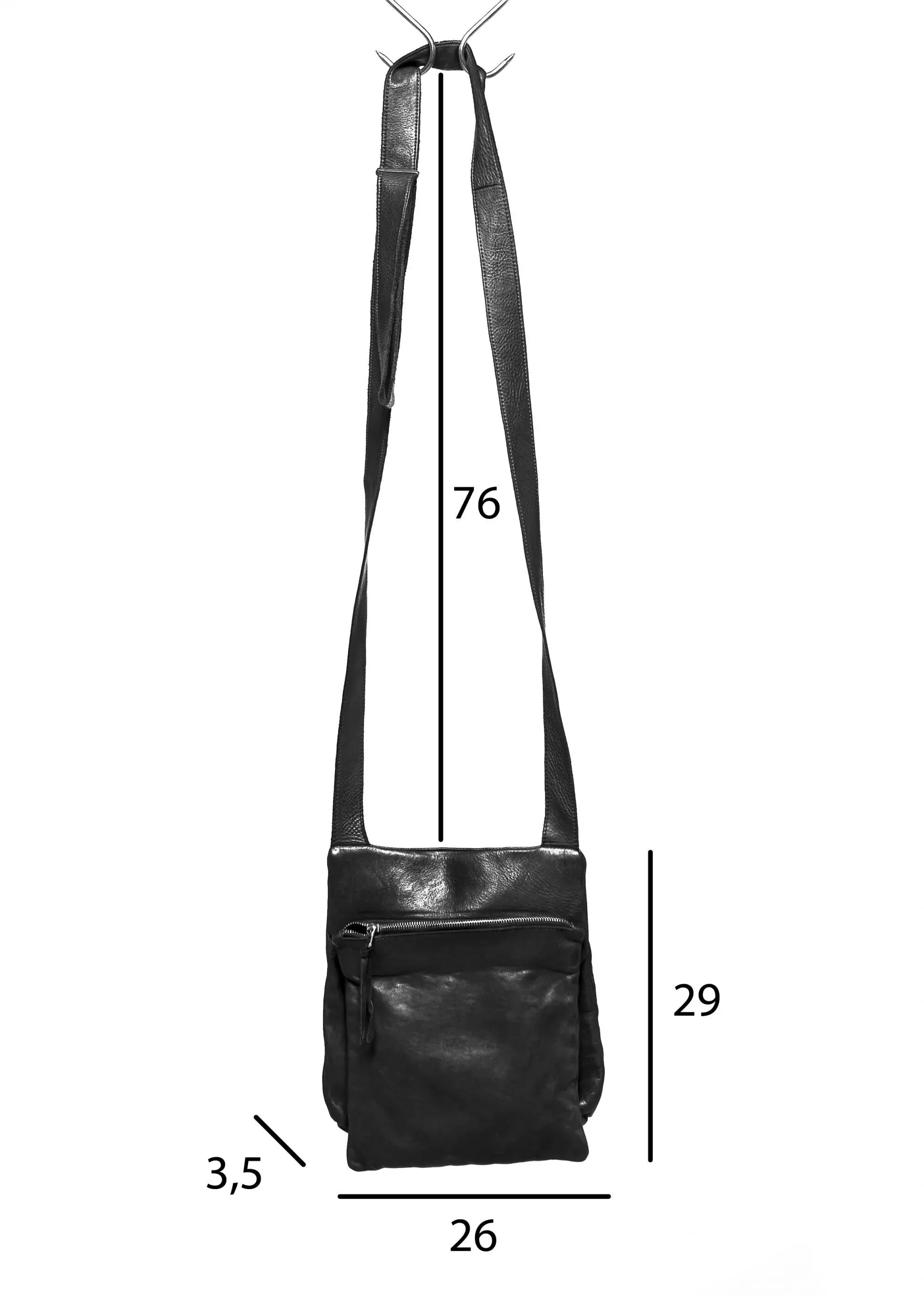 Double Flat Black Leather Bag  SN-013