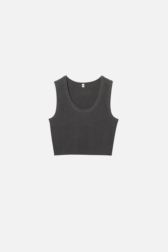 ELWOOD MALIBU CROP TANK AGED GREY RIB