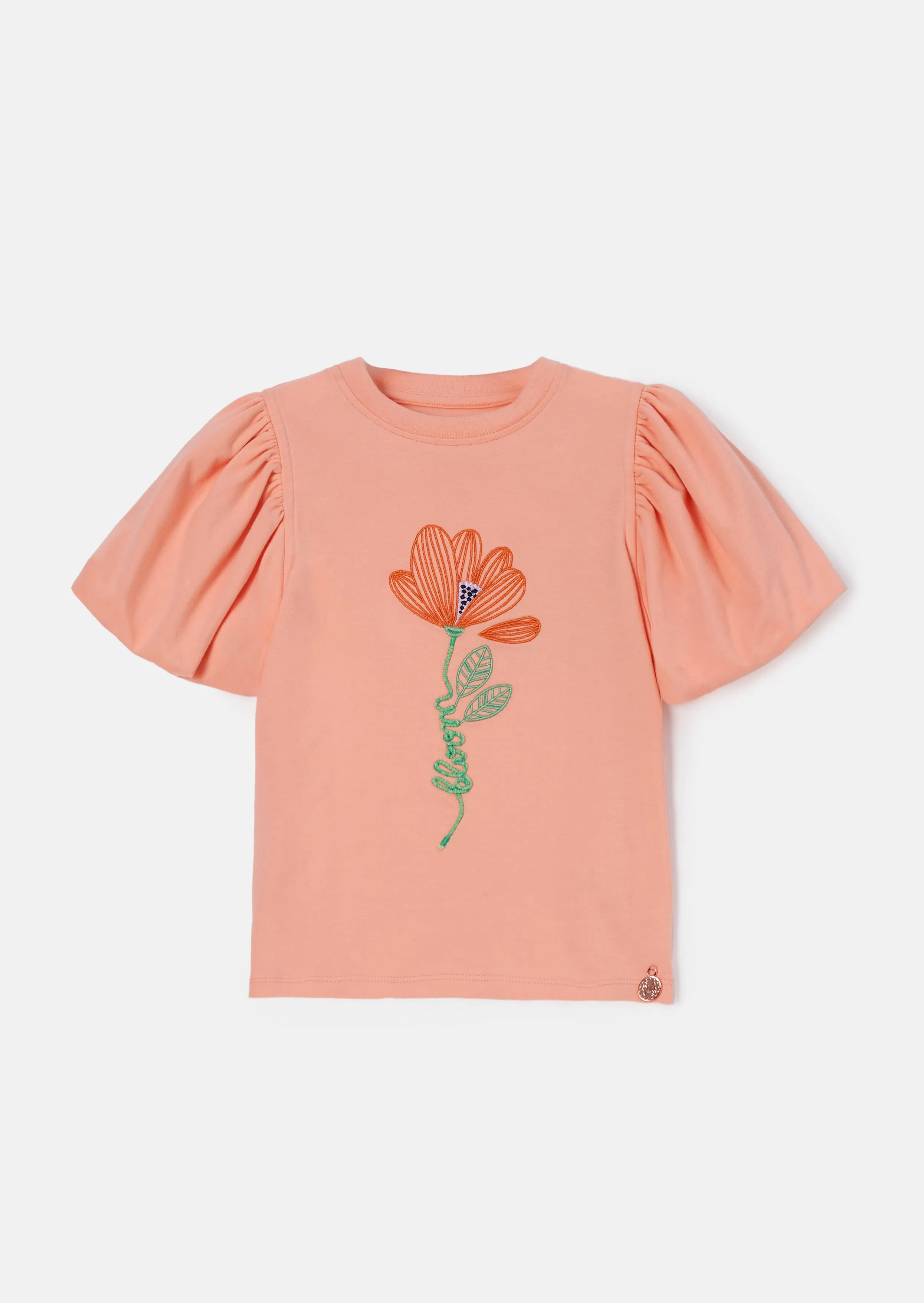 Emmie Apricot Puff Sleeve Tee