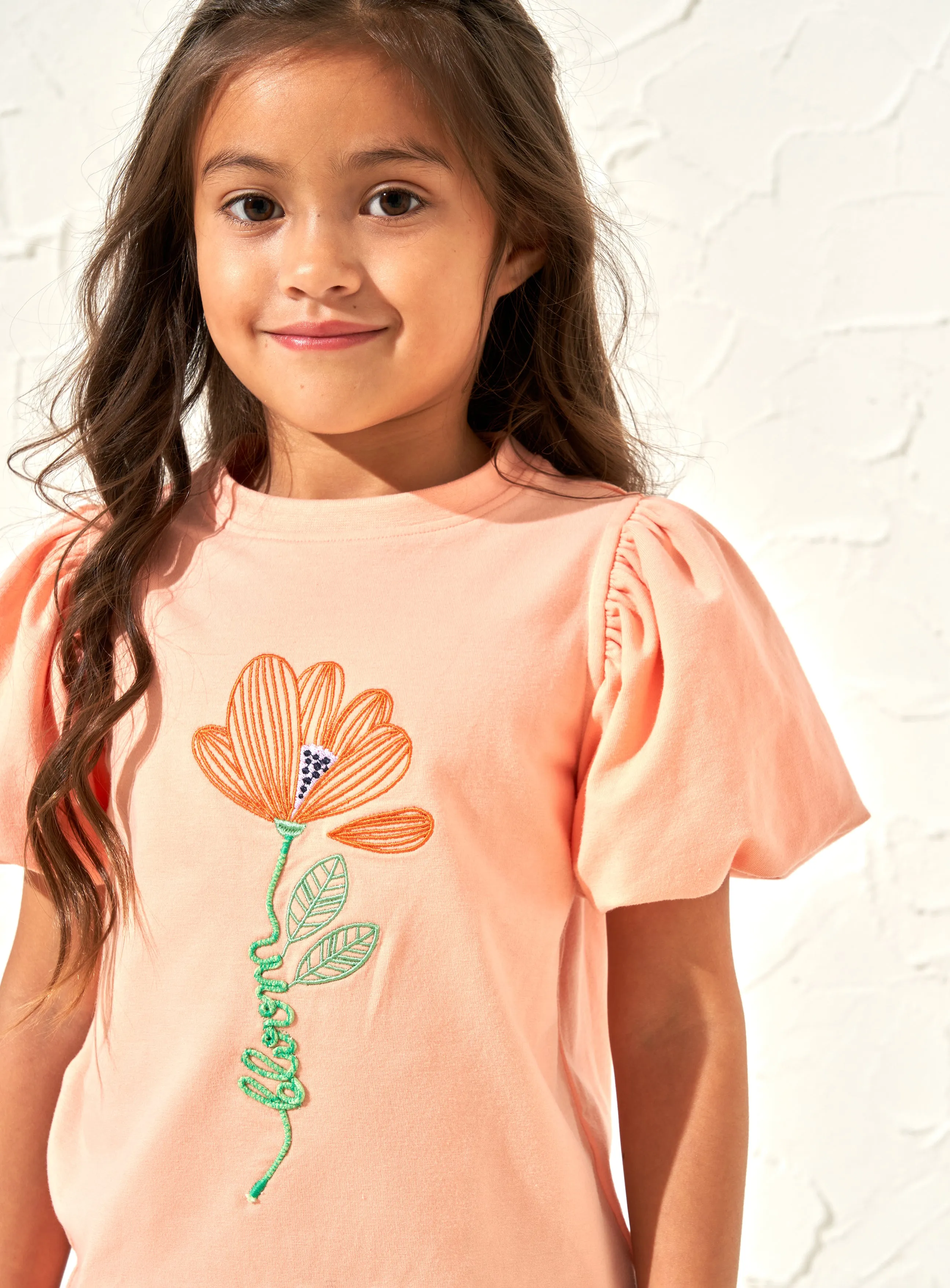 Emmie Apricot Puff Sleeve Tee