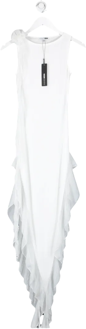 Fashion Nova White Paris Runway Mesh Maxi Dress UK XS