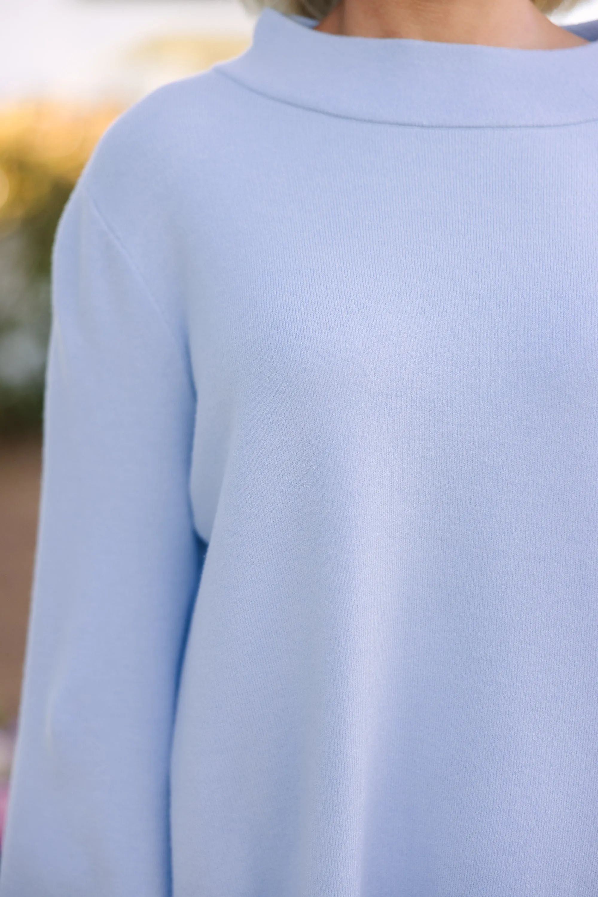 Fate: Feeling Fine Light Blue Mock Neck Sweater