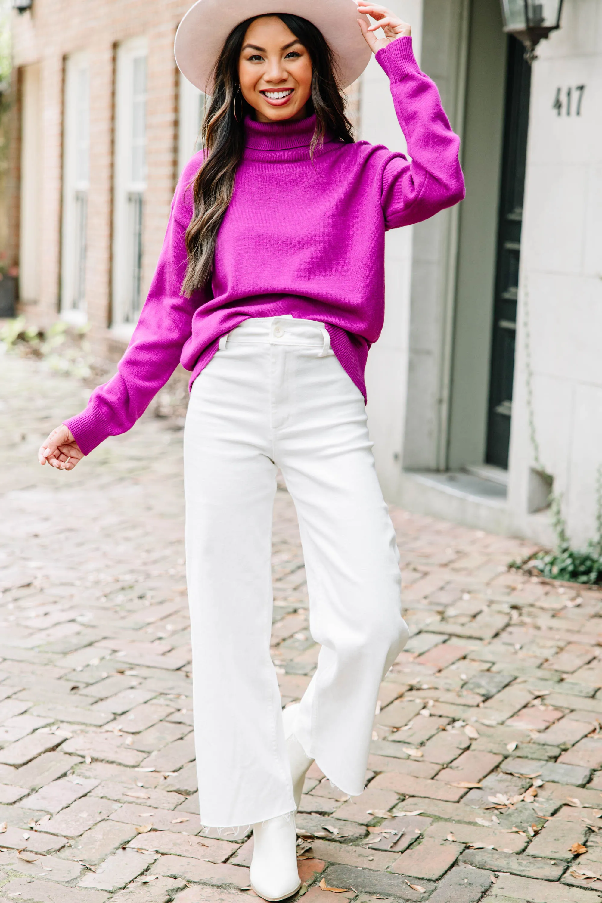 Feeling Your Best Orchid Purple Turtleneck Sweater