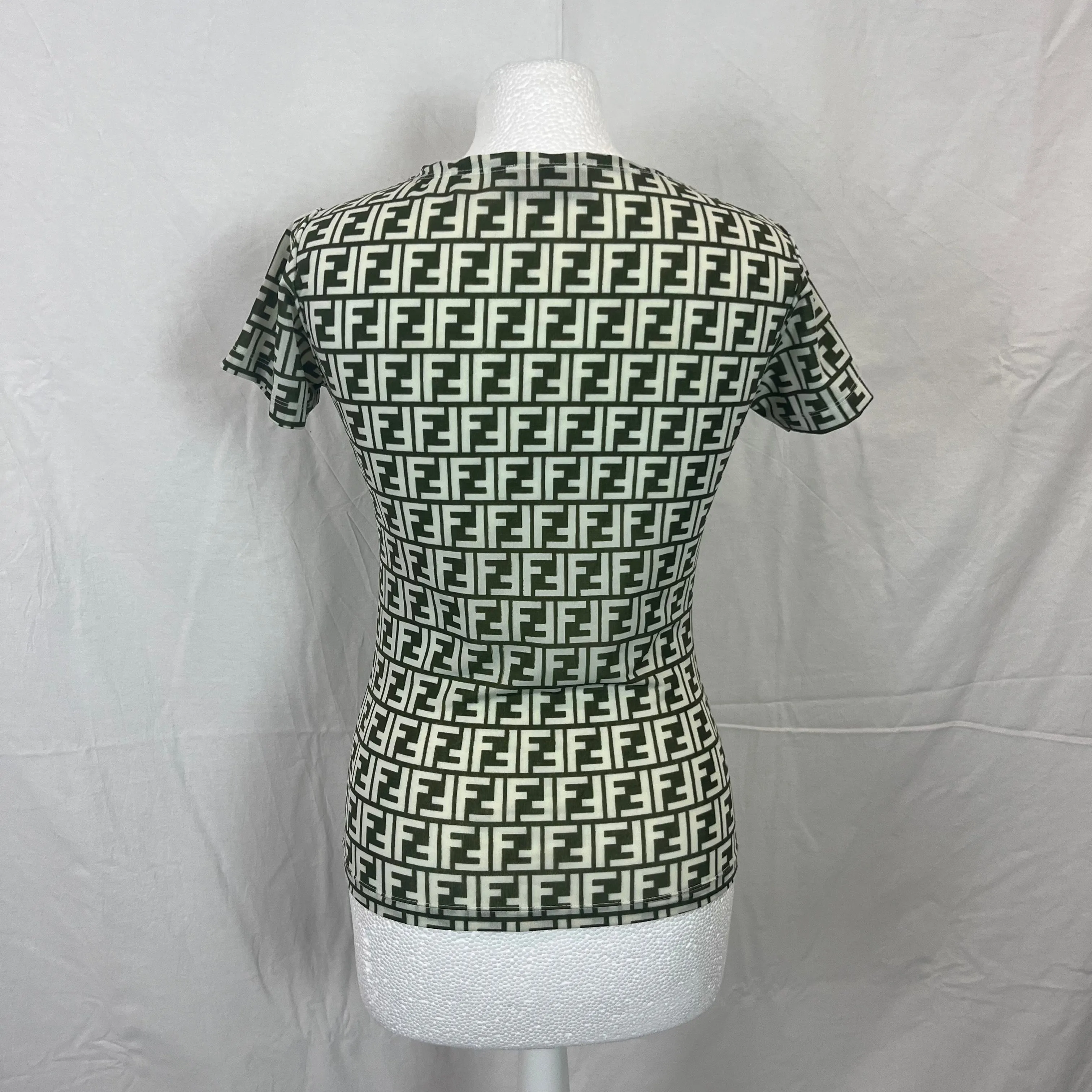 Fendi Khaki Logo Print Top XS/S