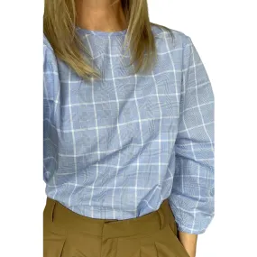 FieldTrip Brand - Balloon Sleeve Top - Blue Plaid