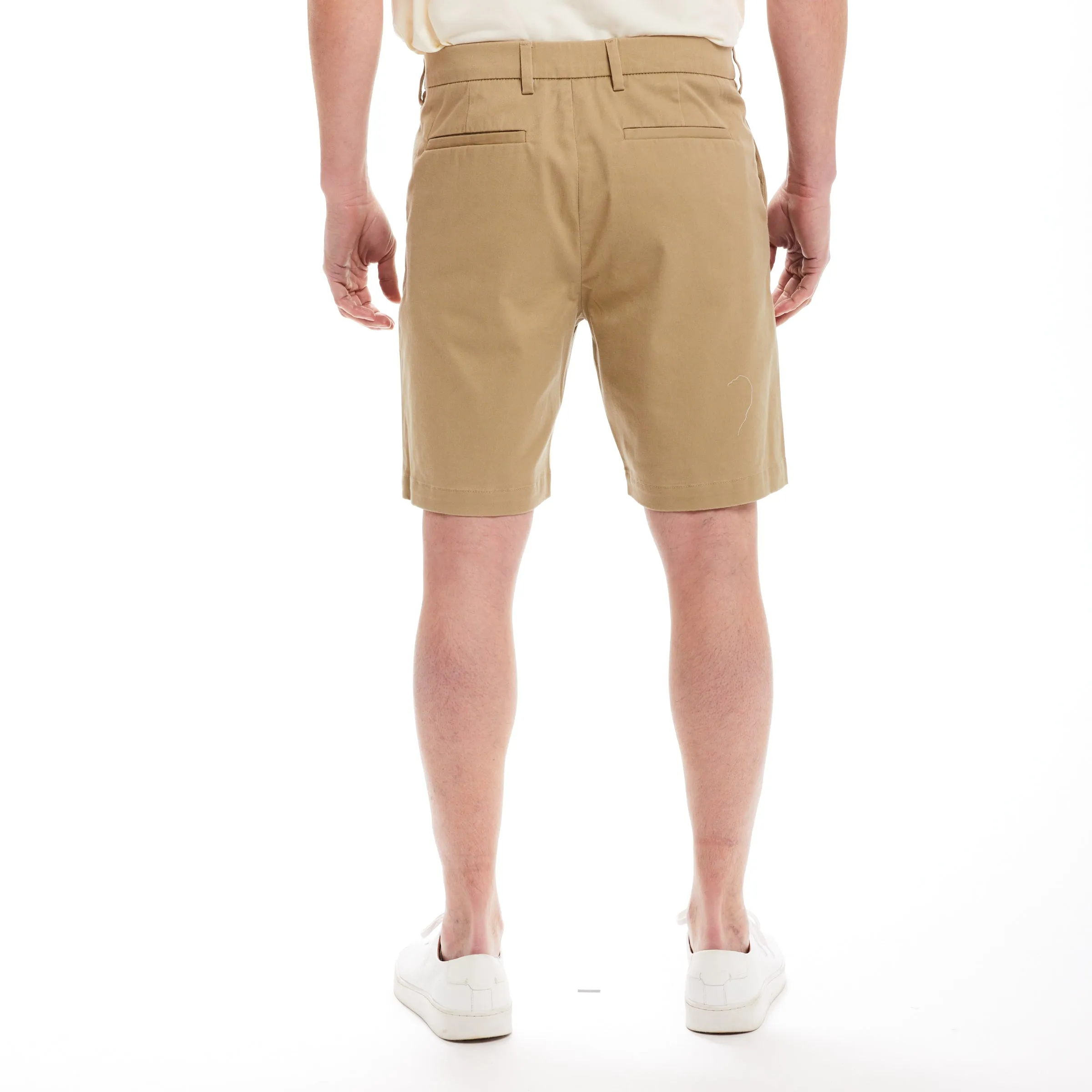 Flat Front 'Fordham' Easy-Care Chino Twill Short with Magnetic Closures - Khaki