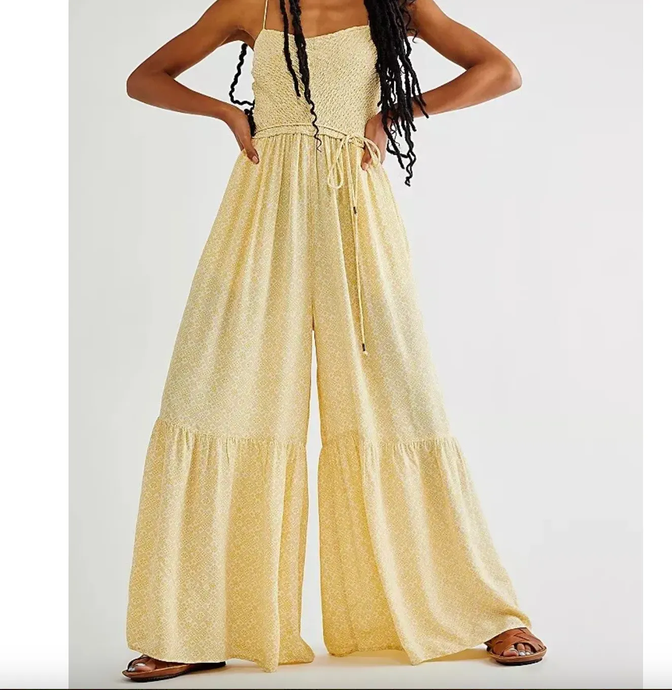 Free People Yellow Little Of Your Love Jumpsuit UK L