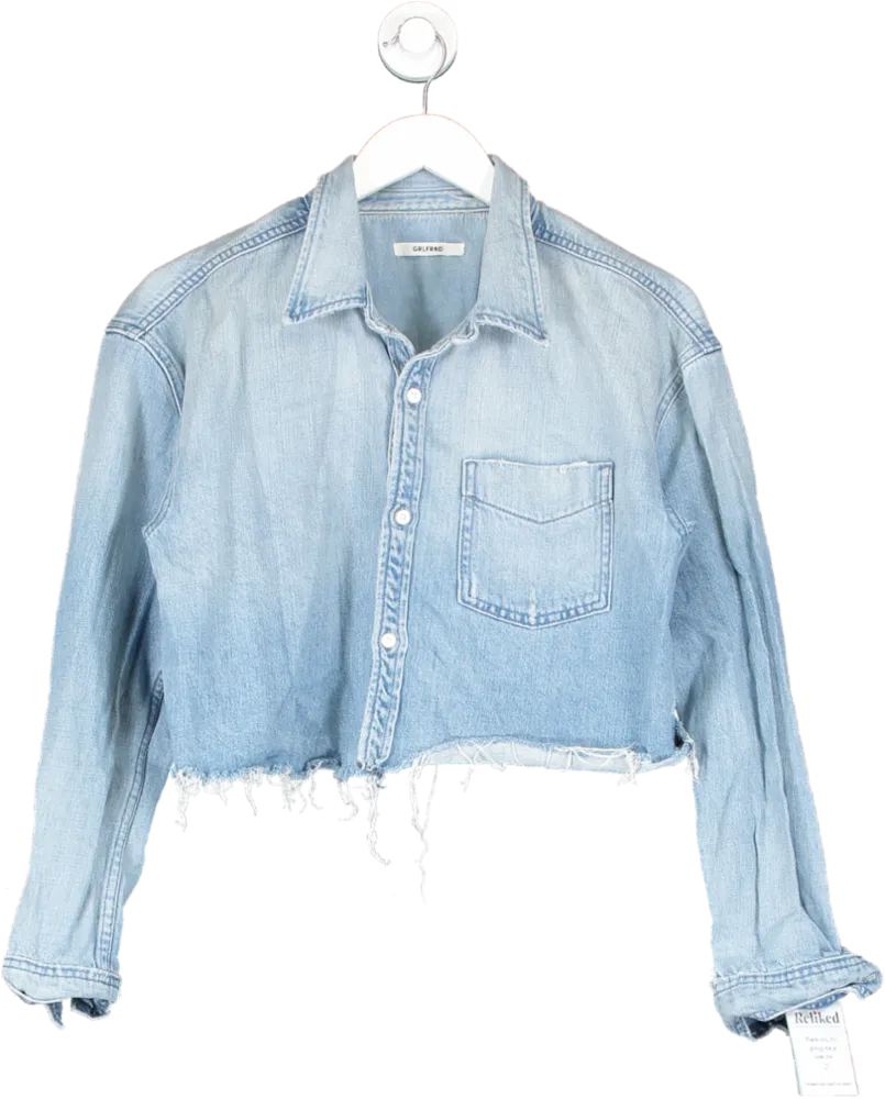 grlfrnd Blue Cut Off Denim Shirt UK S