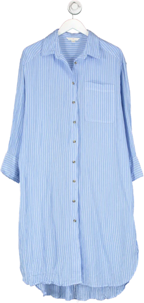 H&M Blue Linen-blend Shirt Dress UK S