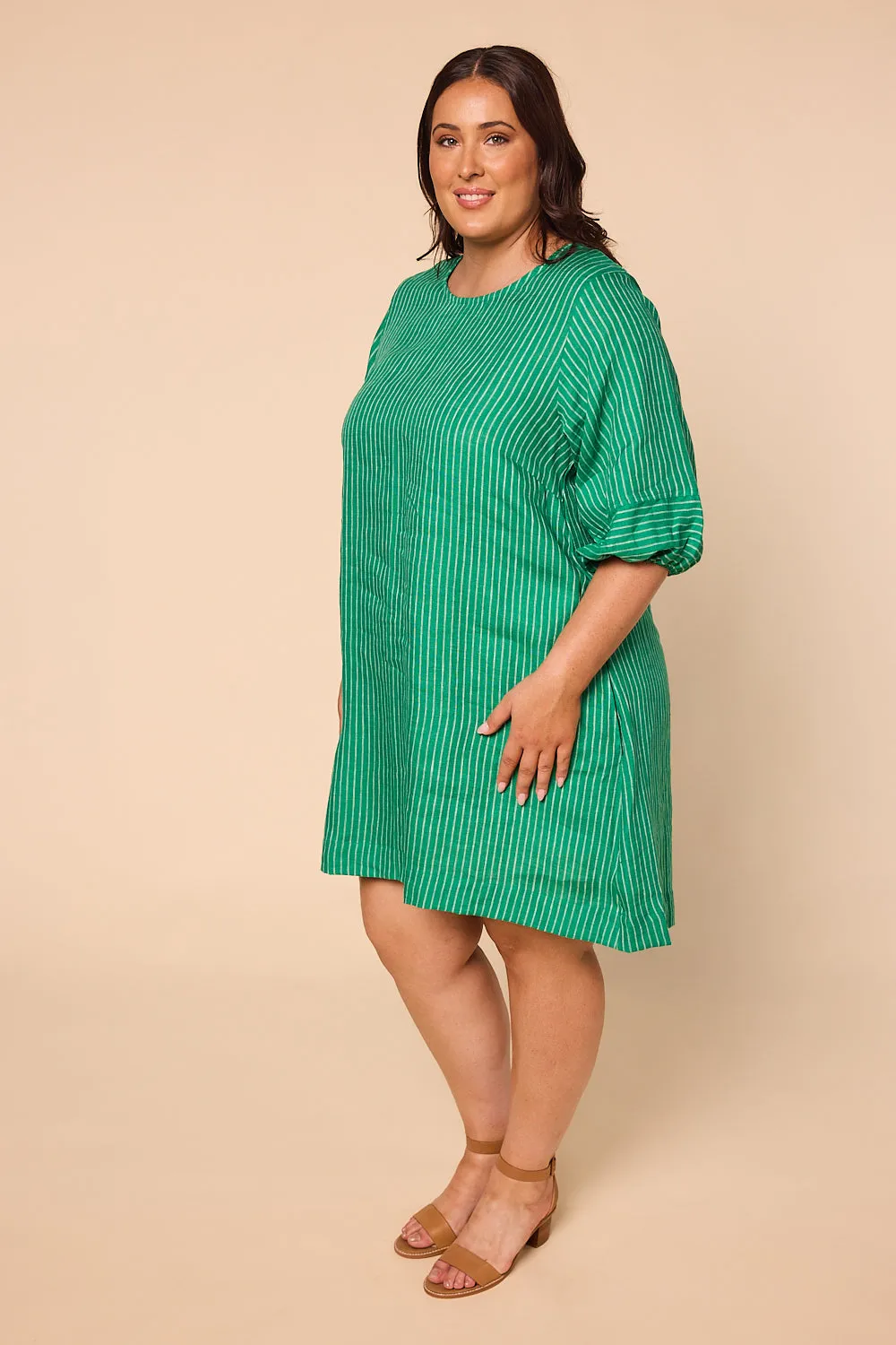 Hazel Linen Short Dress in Emerald City