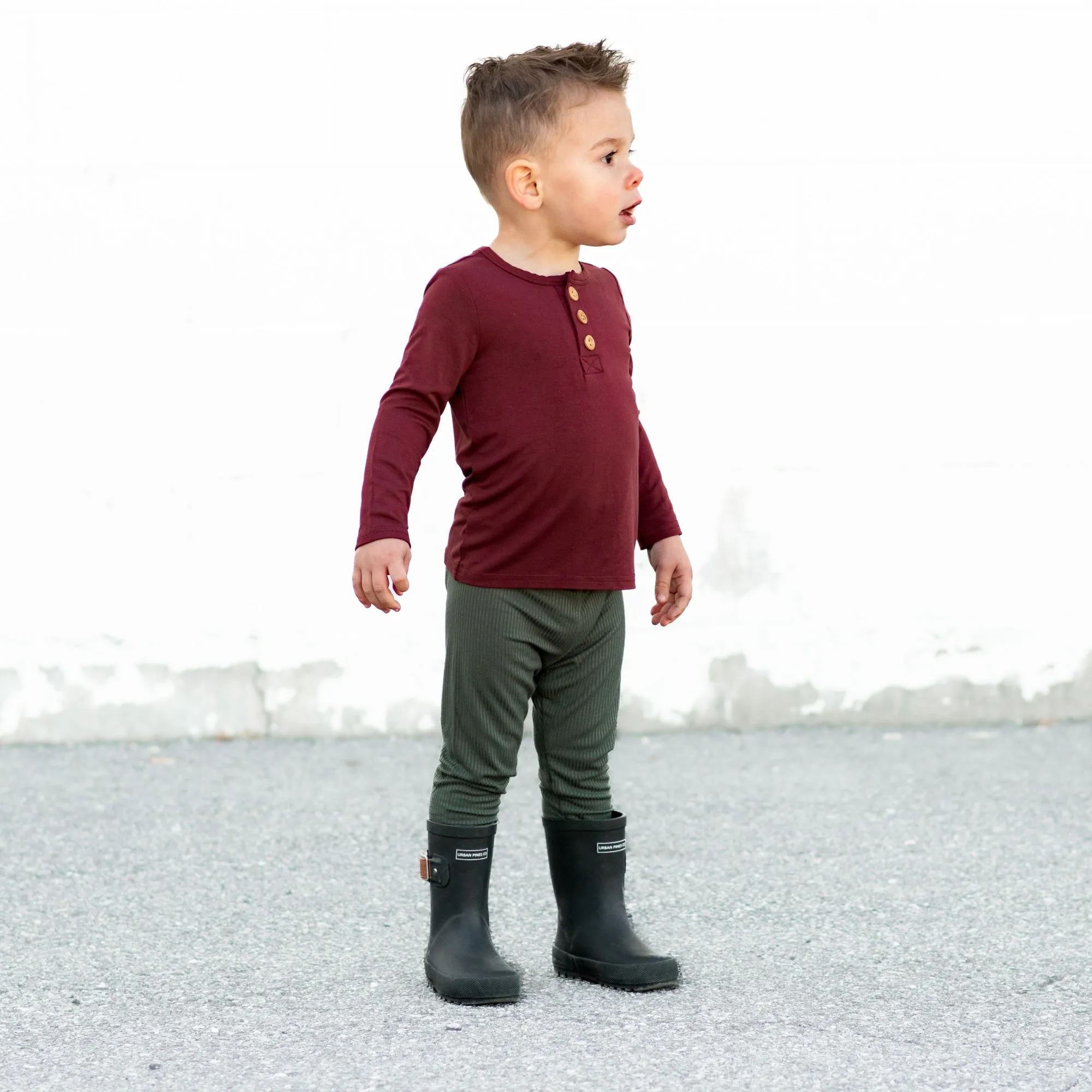 HENLEY LONG SLEEVE- Oxblood