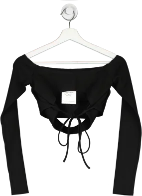 h:ours Black Revolve Long Sleeve Crop Top UK XS