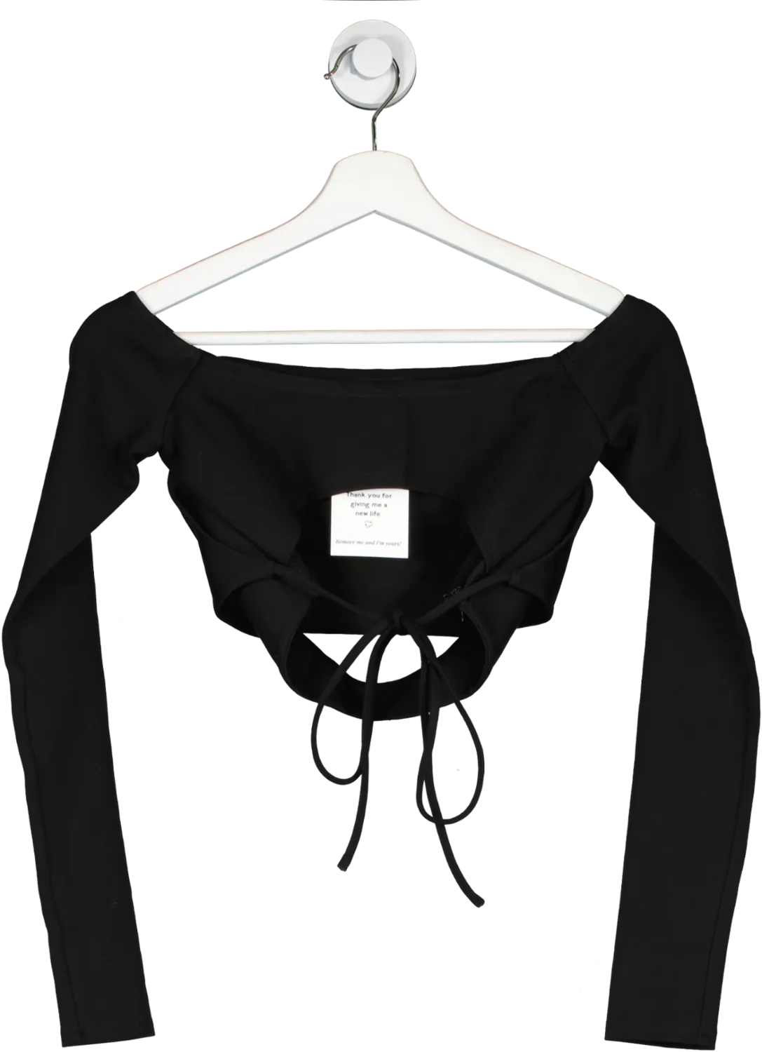 h:ours Black Revolve Long Sleeve Crop Top UK XS