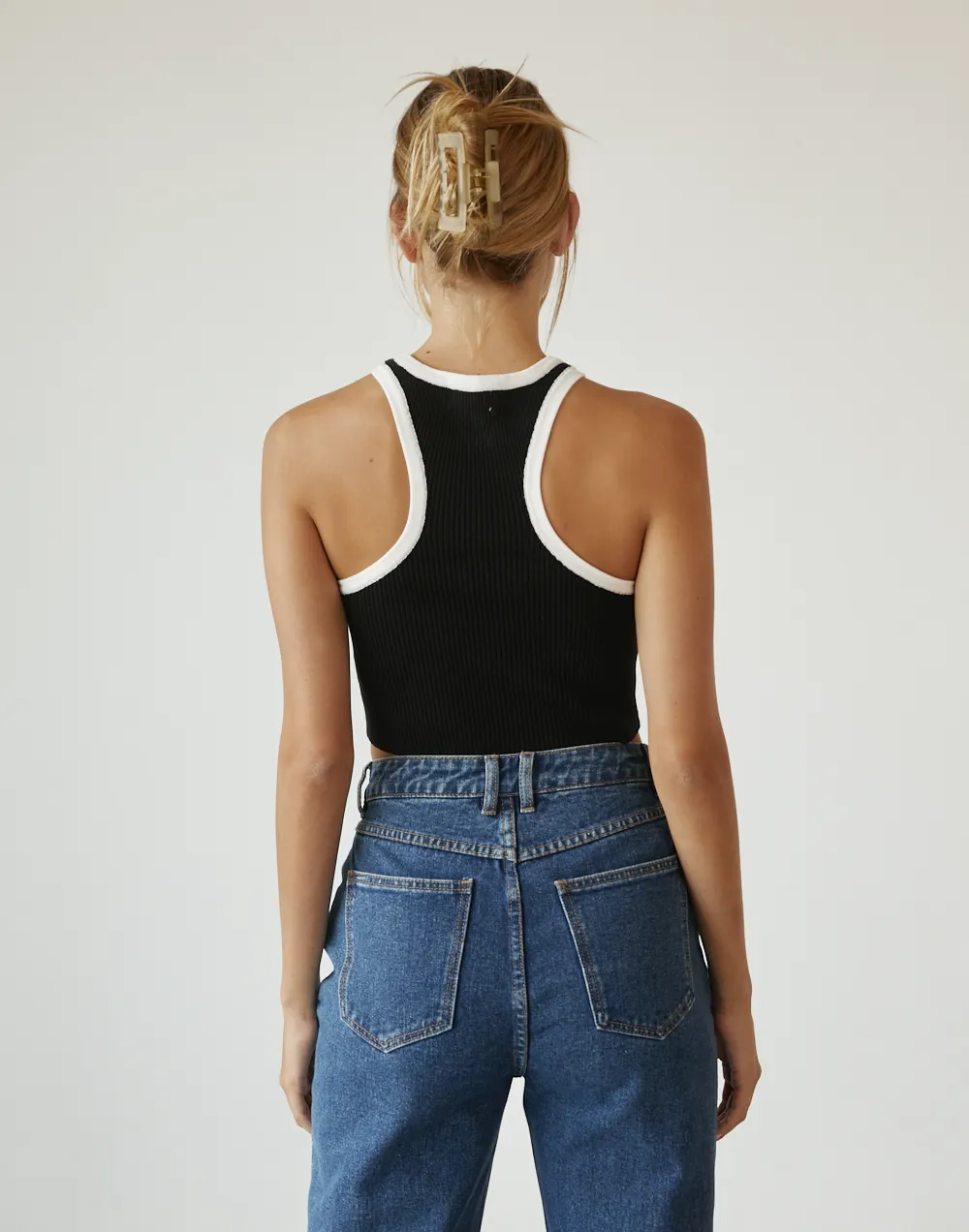 Laylani Knit Crop Top (Black/White)