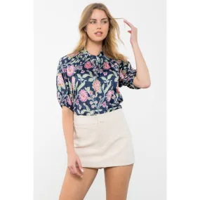 Lorelei Puff Sleeve Flower Print THML Top