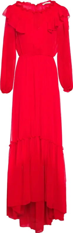 Maje Red Ruffled Maxi Dress Bnwt UK 8