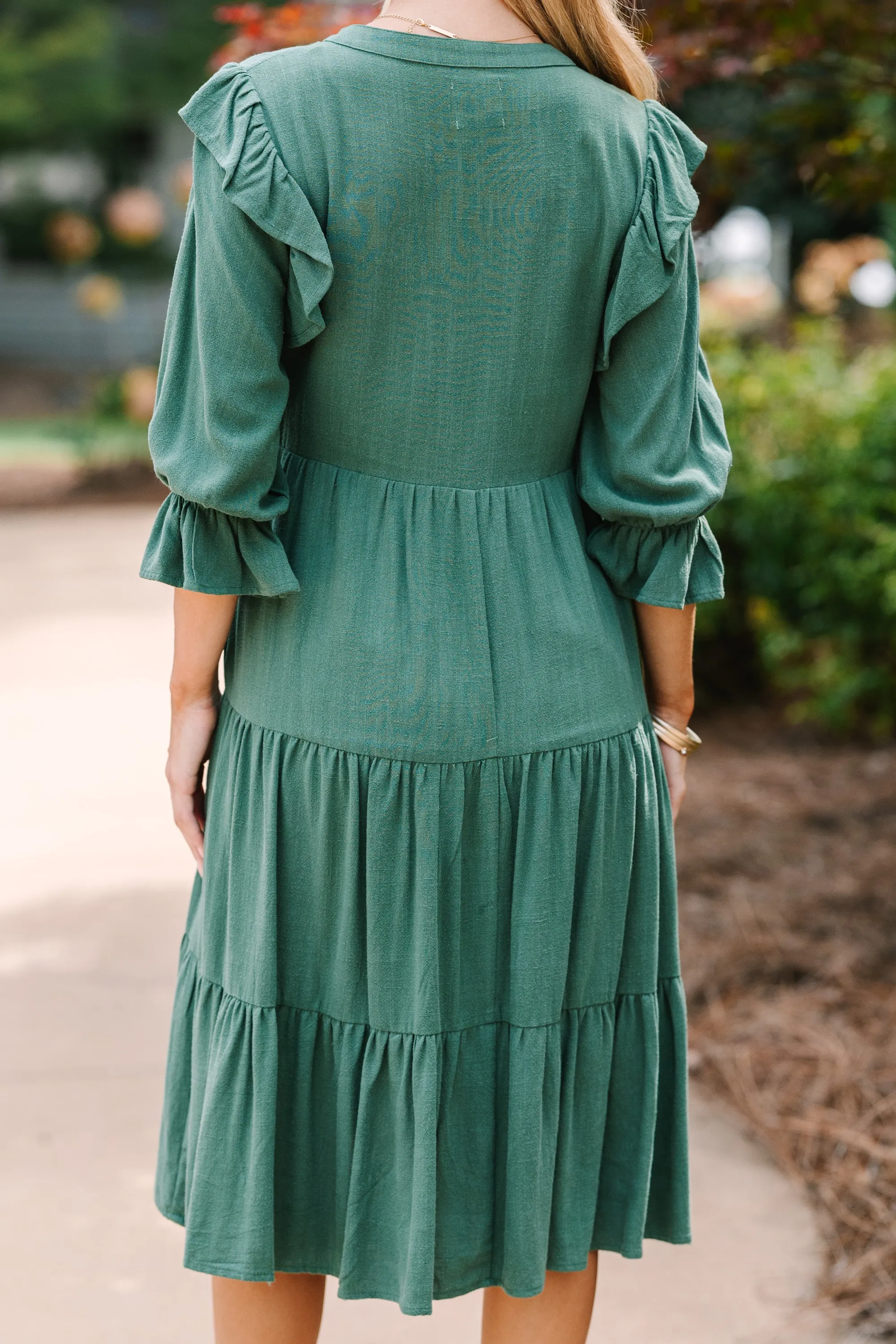 Make It All About You Hunter Green Tiered Dress