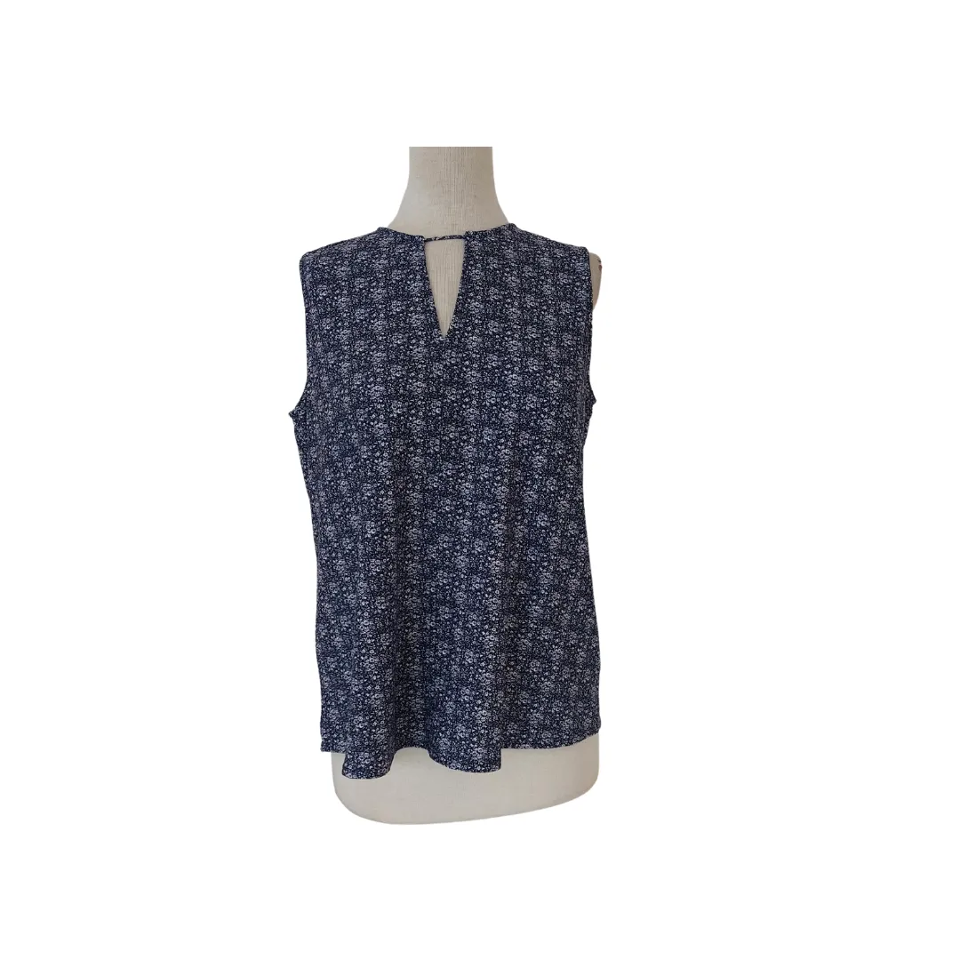 Mango Blue & White Floral Printed Sleeveless Top | Gently Used |