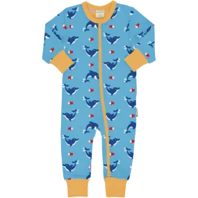 Maxomorra Dolphin Organic Cotton Long Sleeved Sleepsuit