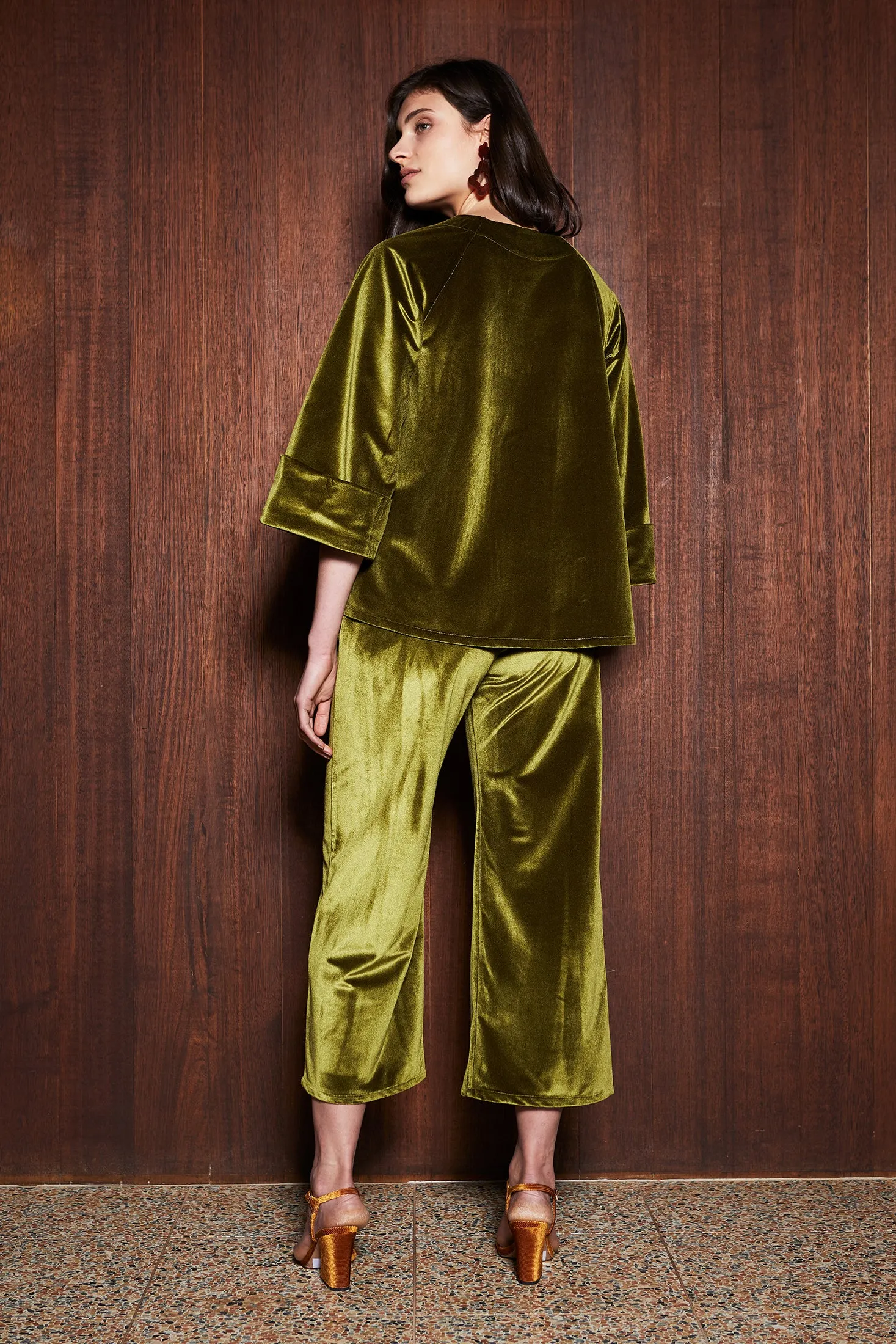 MOSS TOP [ Green Chartreuse Velvet, Large Cuffs ]