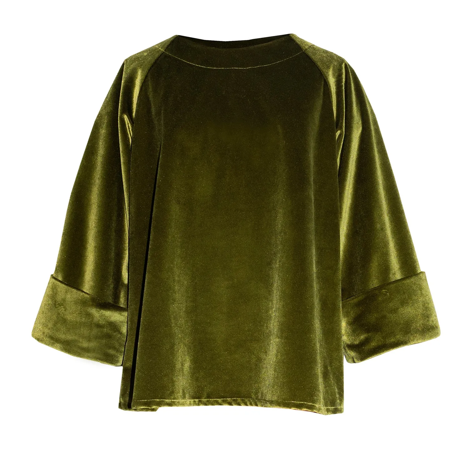 MOSS TOP [ Green Chartreuse Velvet, Large Cuffs ]