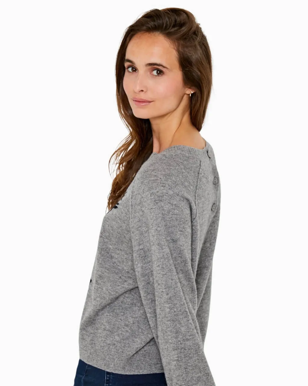 New York Cashmere Blend Sweater | Grey