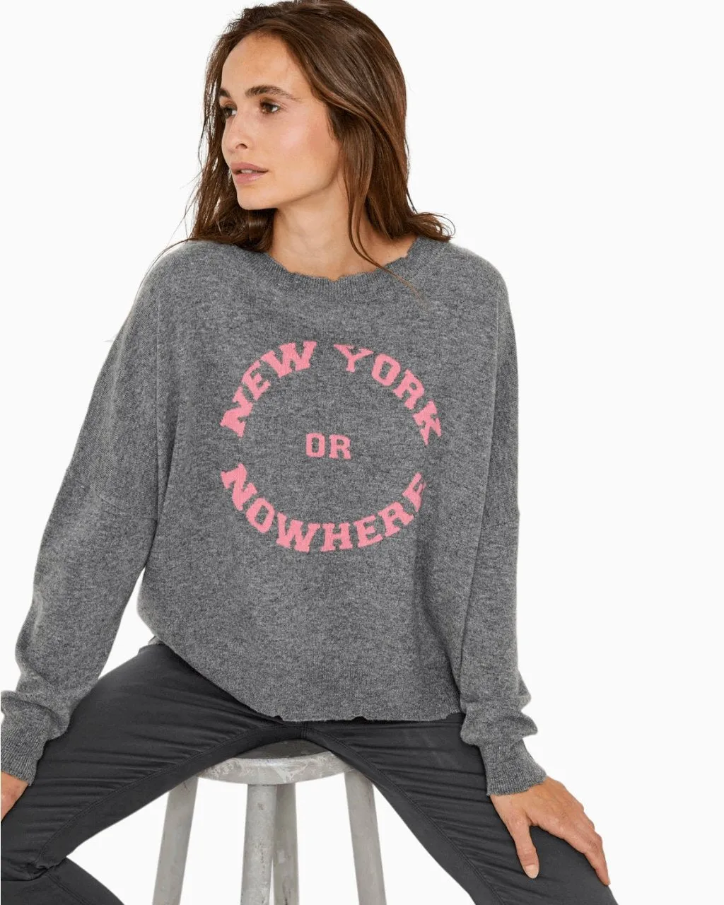 New York Cashmere Blend Sweater | Grey