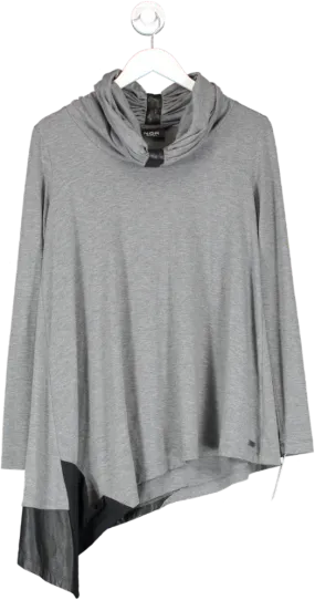 Nor Grey Gathered High Neck Top UK 10