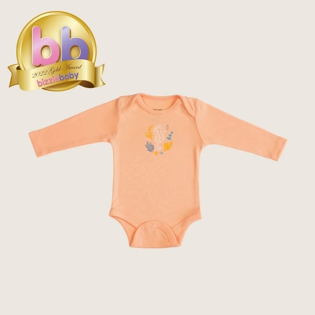 Organic Long Sleeve Bodysuit - Seahorse